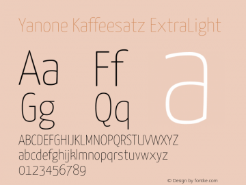 Yanone Kaffeesatz ExtraLight Version 2.002图片样张