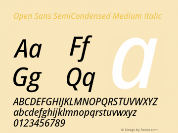 Open Sans SemiCondensed Medium Italic Version 3.000图片样张