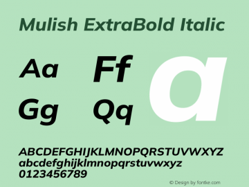 Mulish ExtraBold Italic Version 3.602图片样张