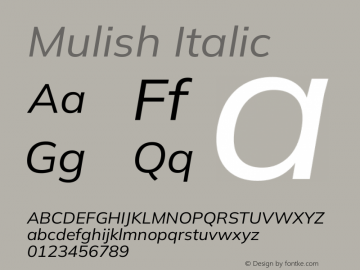 Mulish Italic Version 3.602图片样张