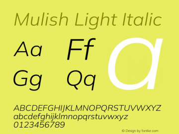 Mulish Light Italic Version 3.602图片样张