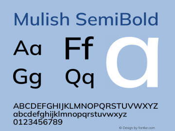 Mulish SemiBold Version 3.602图片样张