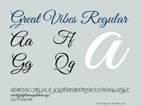 Great Vibes Regular Version 1.010; ttfautohint (v1.8.3)图片样张