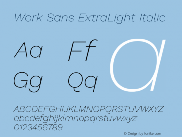 Work Sans ExtraLight Italic Version 2.011图片样张