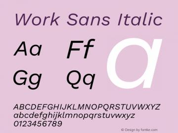 Work Sans Italic Version 2.011图片样张