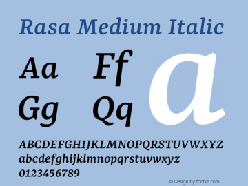 Rasa Medium Italic Version 2.001图片样张