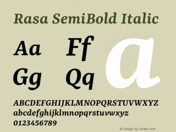 Rasa SemiBold Italic Version 2.001图片样张