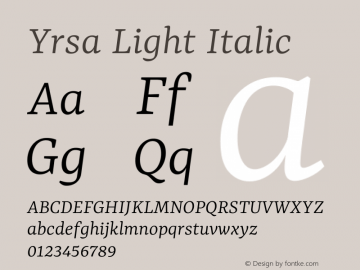 Yrsa Light Italic Version 2.001图片样张