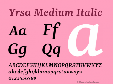 Yrsa Medium Italic Version 2.001图片样张