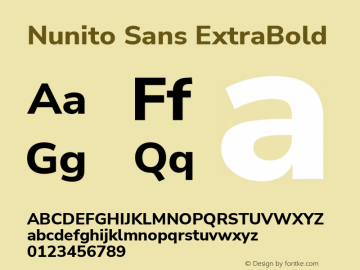 Nunito Sans ExtraBold Version 3.006; ttfautohint (v1.8.3)图片样张