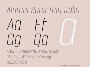 Alumni Sans Thin Italic Version 1.015图片样张
