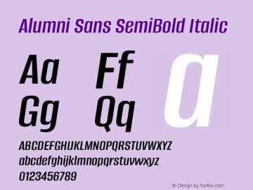 Alumni Sans SemiBold Italic Version 1.015图片样张