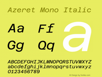 Azeret Mono Italic Version 1.002图片样张