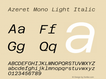 Azeret Mono Light Italic Version 1.002图片样张