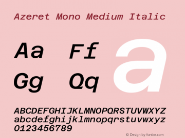 Azeret Mono Medium Italic Version 1.002图片样张
