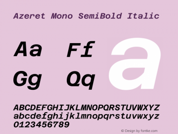 Azeret Mono SemiBold Italic Version 1.002图片样张