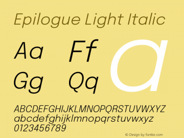 Epilogue Light Italic Version 2.112图片样张
