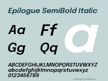 Epilogue SemiBold Italic Version 2.112图片样张