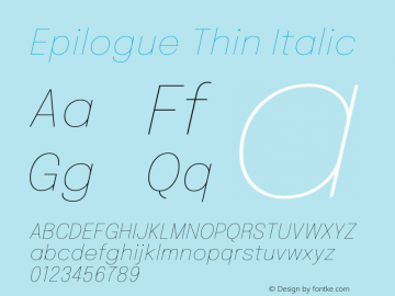 Epilogue Thin Italic Version 2.112图片样张