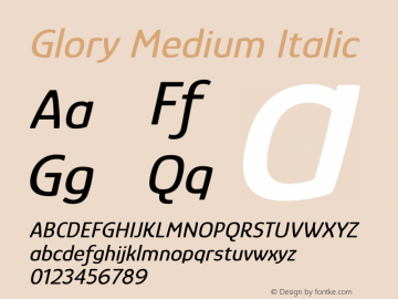 Glory Medium Italic Version 1.011图片样张