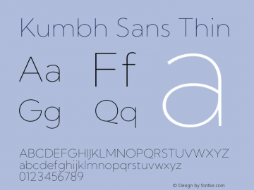 Kumbh Sans Thin Version 1.003图片样张