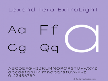 Lexend Tera ExtraLight Version 1.007图片样张