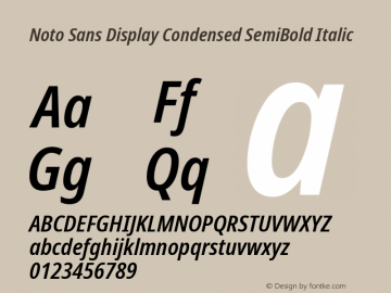 Noto Sans Display Condensed SemiBold Italic Version 2.003图片样张