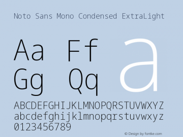Noto Sans Mono Condensed ExtraLight Version 2.006图片样张