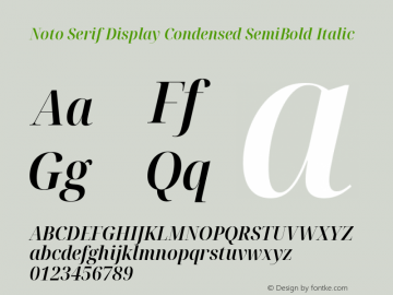 Noto Serif Display Condensed SemiBold Italic Version 2.003图片样张