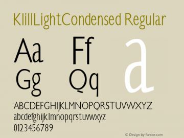 KlillLightCondensed Regular 1.0 2004-01-24 Font Sample