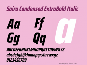 Saira Condensed ExtraBold Italic Version 1.101图片样张