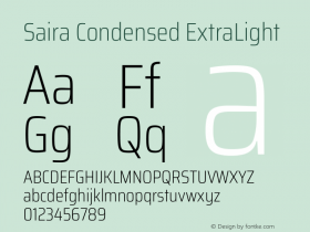 Saira Condensed ExtraLight Version 1.101图片样张