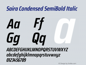 Saira Condensed SemiBold Italic Version 1.101图片样张