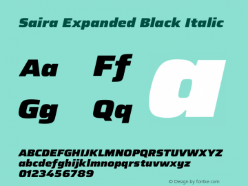 Saira Expanded Black Italic Version 1.101图片样张