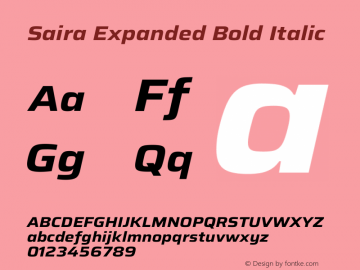Saira Expanded Bold Italic Version 1.101图片样张