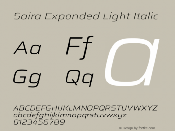 Saira Expanded Light Italic Version 1.101图片样张