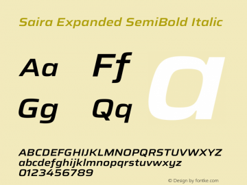 Saira Expanded SemiBold Italic Version 1.101图片样张