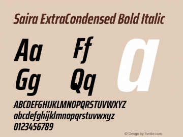 Saira ExtraCondensed Bold Italic Version 1.101图片样张