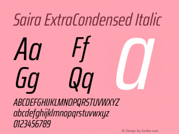Saira ExtraCondensed Italic Version 1.101图片样张