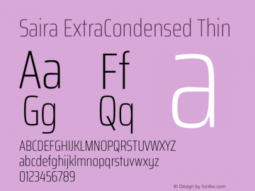 Saira ExtraCondensed Thin Version 1.101图片样张