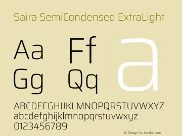 Saira SemiCondensed ExtraLight Version 1.101图片样张