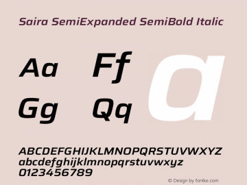 Saira SemiExpanded SemiBold Italic Version 1.101图片样张
