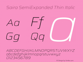 Saira SemiExpanded Thin Italic Version 1.101图片样张