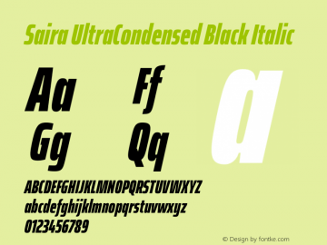 Saira UltraCondensed Black Italic Version 1.101图片样张