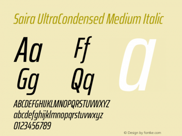 Saira UltraCondensed Medium Italic Version 1.101图片样张