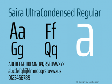 Saira UltraCondensed Regular Version 1.101图片样张