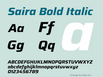 Saira Bold Italic Version 1.101图片样张