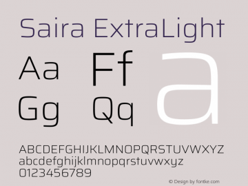 Saira ExtraLight Version 1.101图片样张