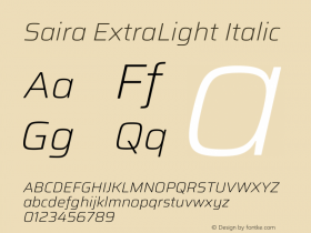 Saira ExtraLight Italic Version 1.101图片样张
