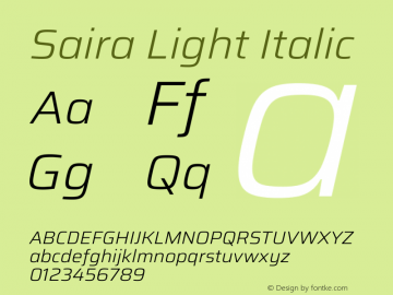 Saira Light Italic Version 1.101图片样张